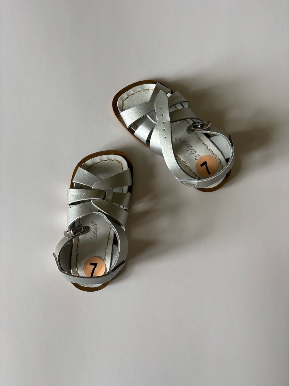 NWT Silver Saltwater Sandals Toddler Size 7